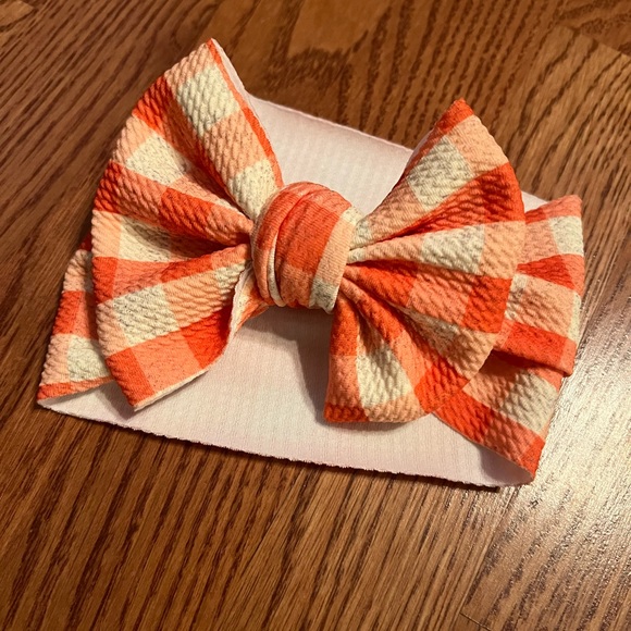 🟠Orange Gingham Head Wrap - Picture 3 of 4